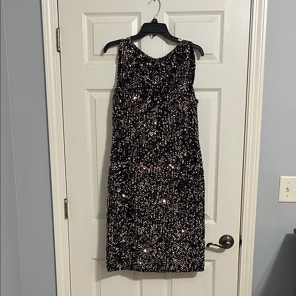 Mac Duggal Black Sequin Midi Dress